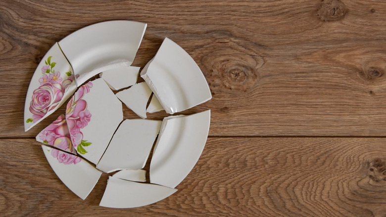 broken floral dinner dish