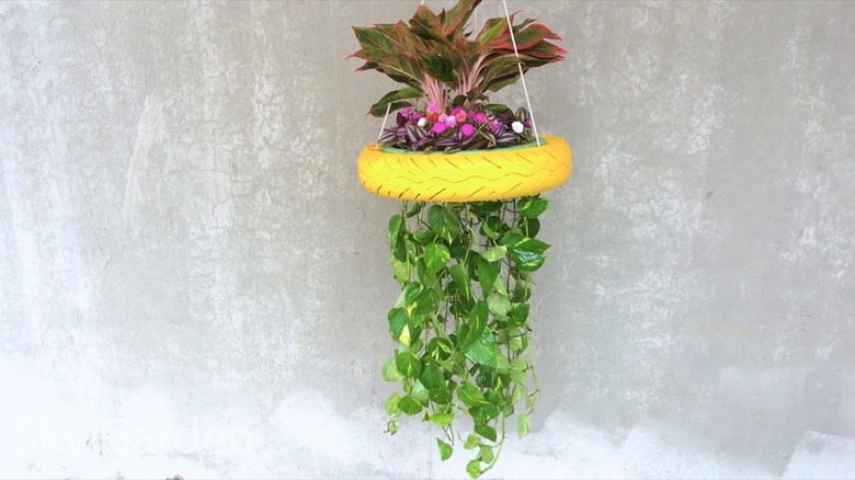 hanging planter made from tire