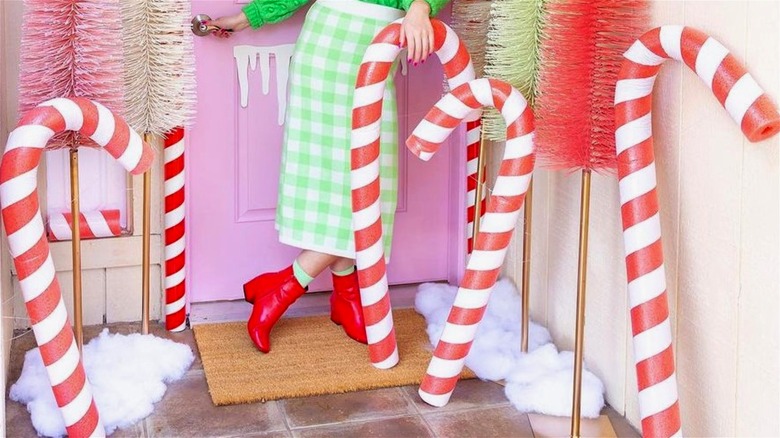 Pool noodle candy canes