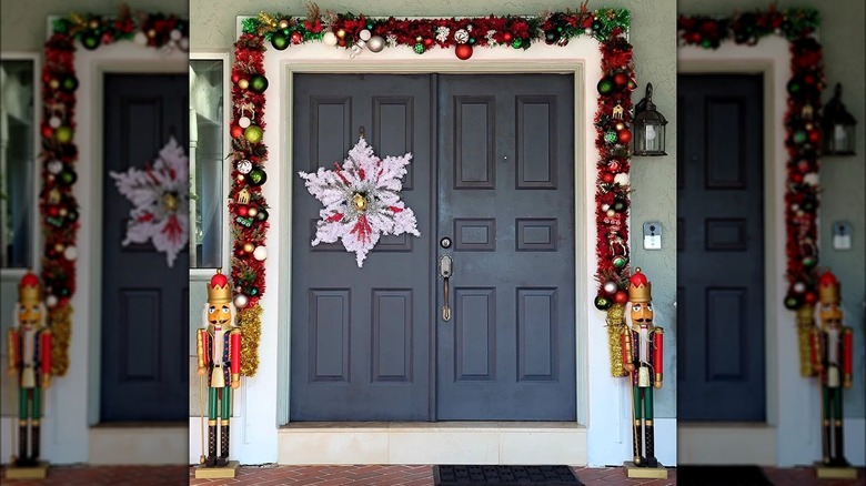 Garland with ornaments around door
