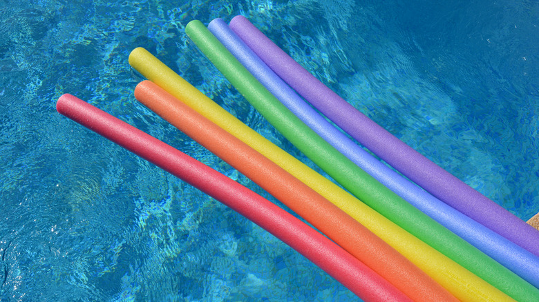 pool noodles in pool