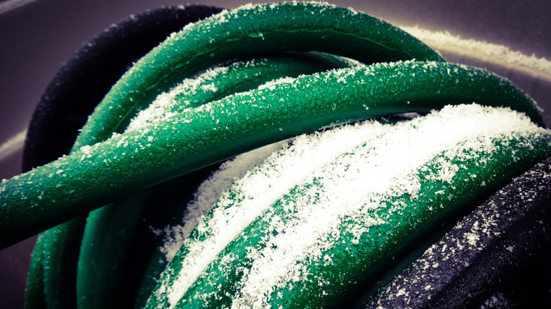 Snow on garden hose