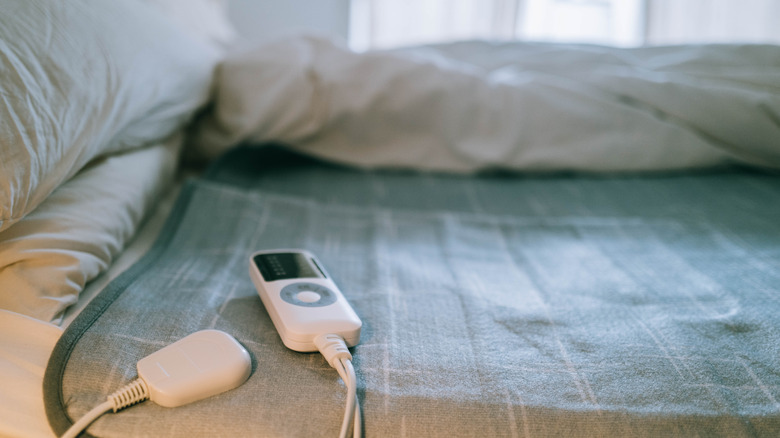 Electric blanket on bed