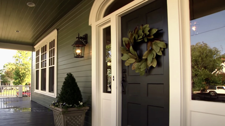 wreath on front door