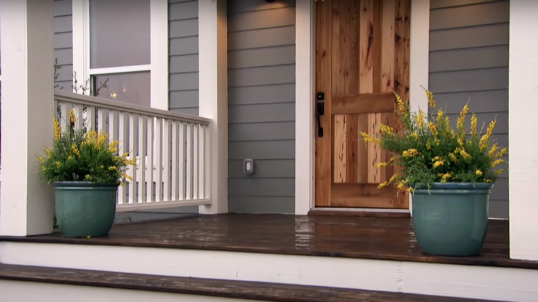 potted plants on front porch