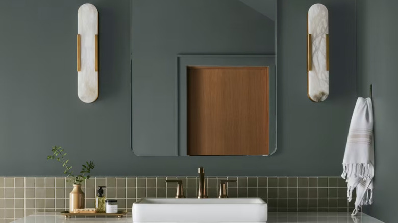 dark green paint in bathroom