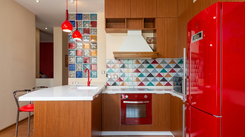 bright color tiles in a kitchen