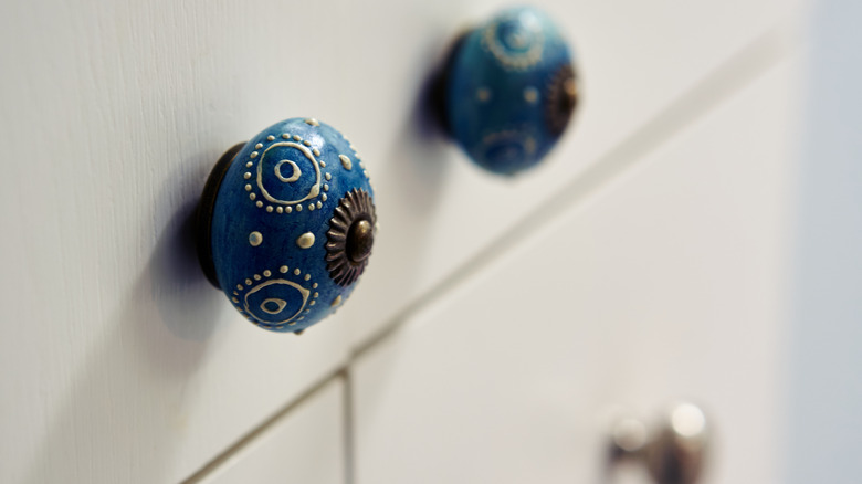 trendy blue kitchen cabinet knobs