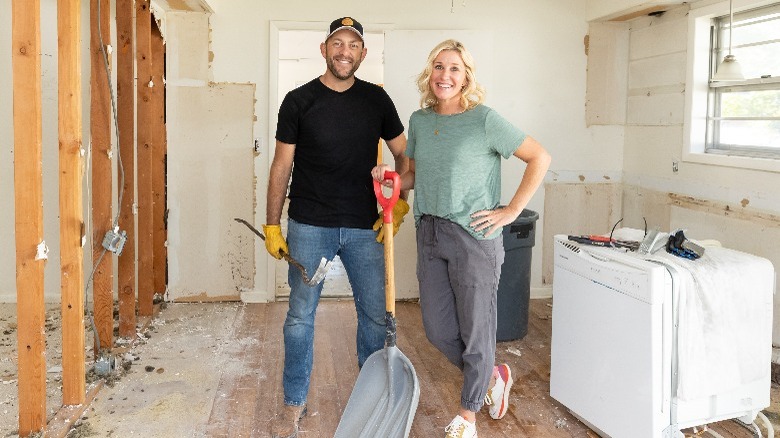 Dave and Jenny Marrs posing during renovation