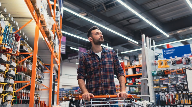 Man shopping in the hardware store