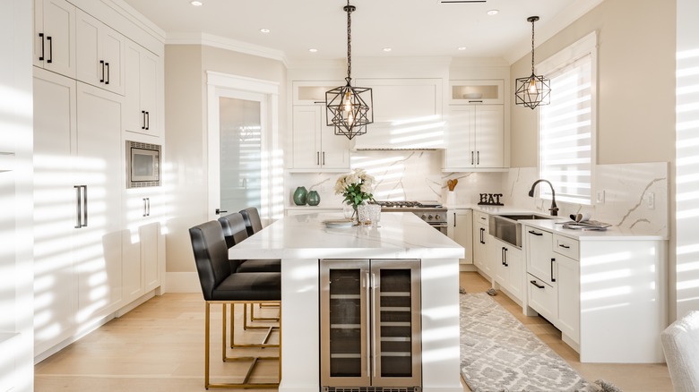 Large, white kitchen