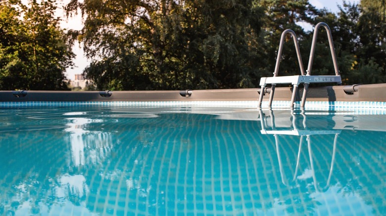 residential pool with ladder