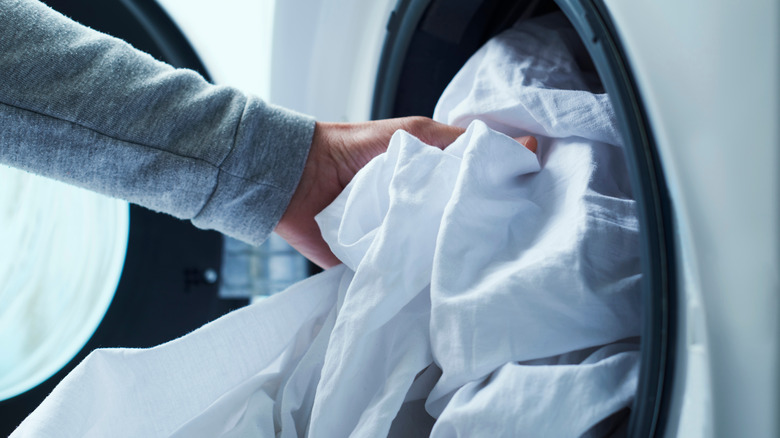 Person washing bedding