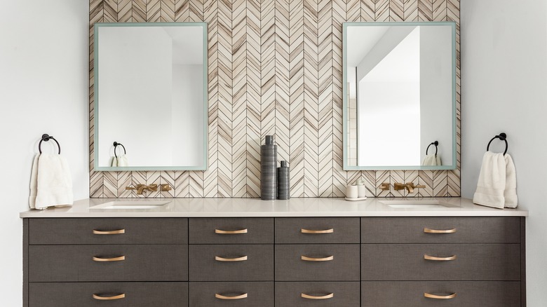 Bathroom countertop and mirrors