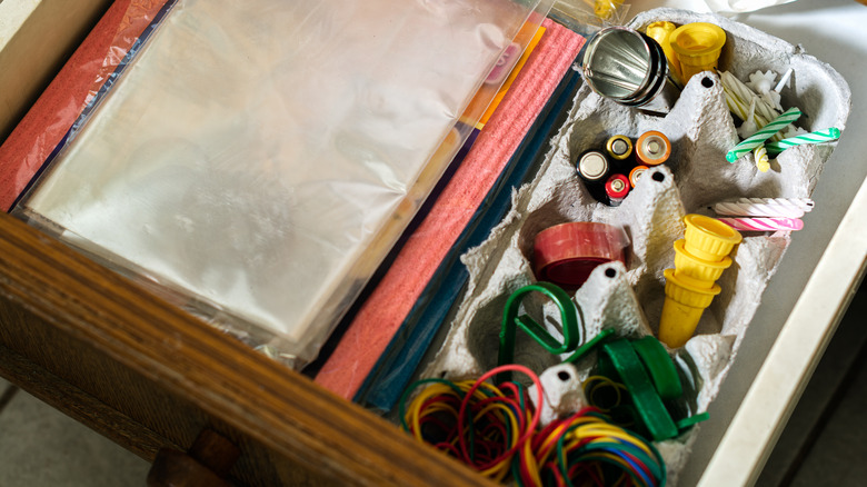 egg carton DIY drawer organizer