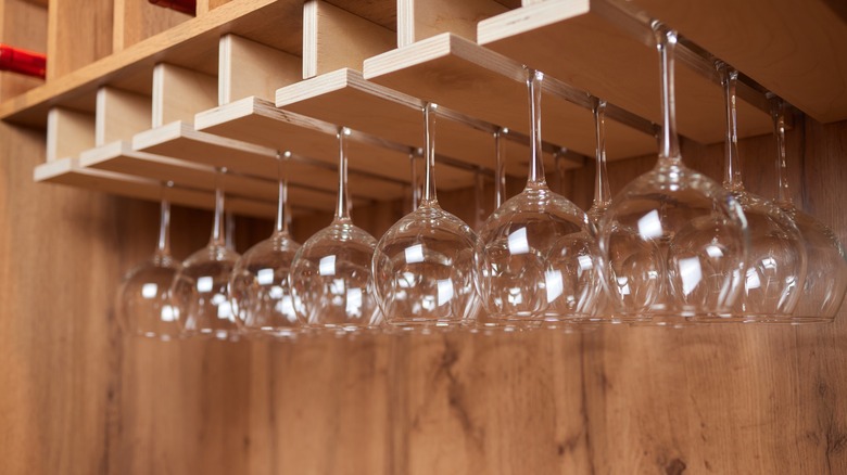 Wine glasses hanging