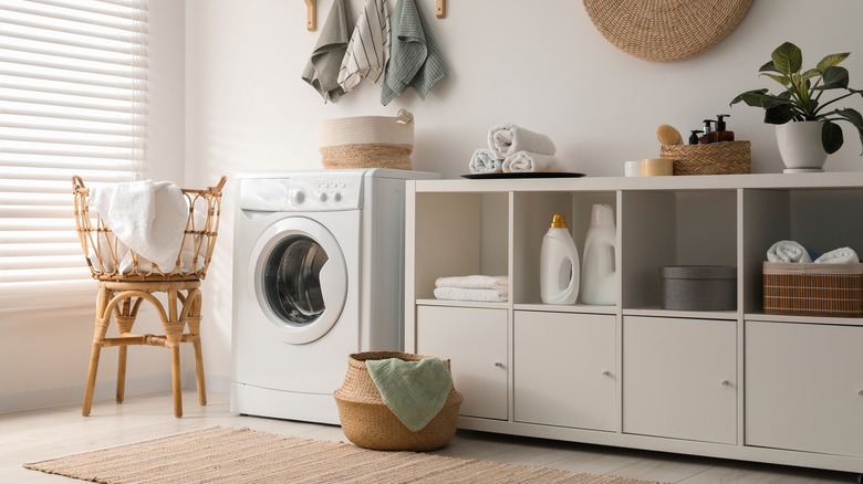 Organized laundry room with storage