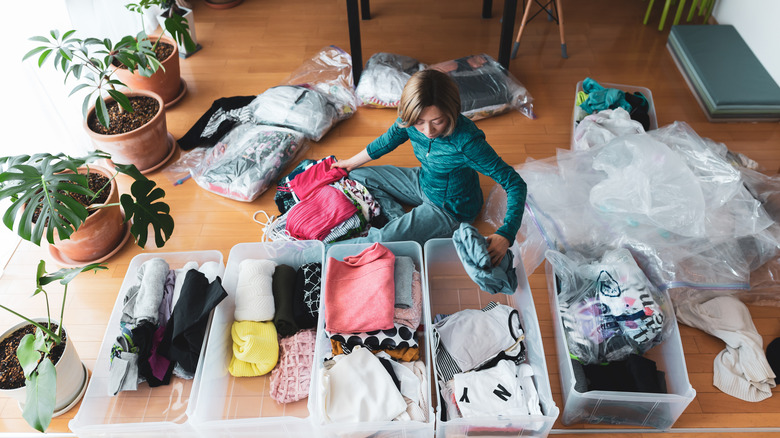 woman organizing clothes