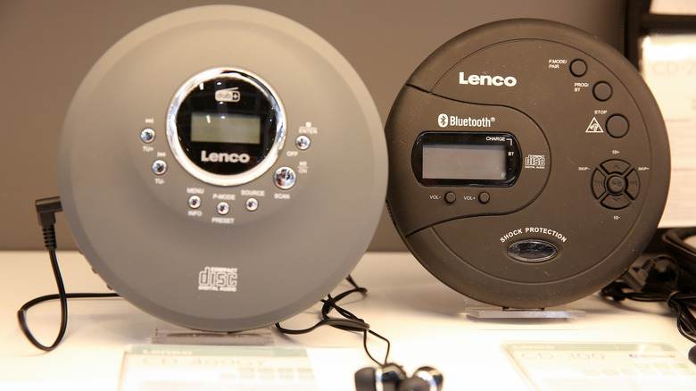 Two portable compact disc players 