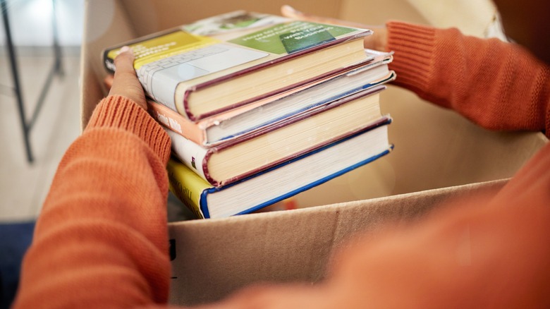 A pile of donated books