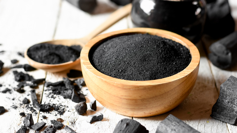 Bowl of activated charcoal