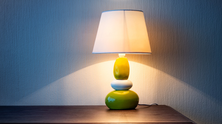 green lamp with warm lighting