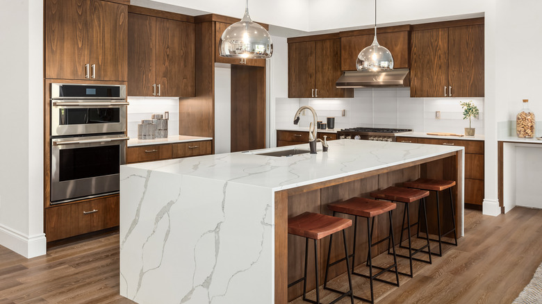 quartz island in kitchen