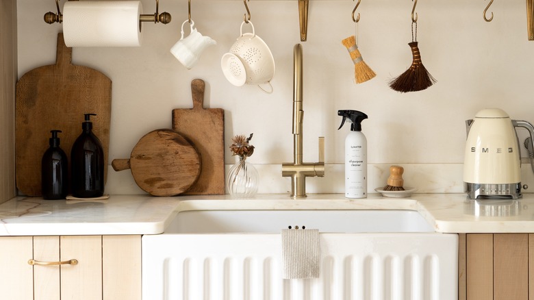 White farm-style sink