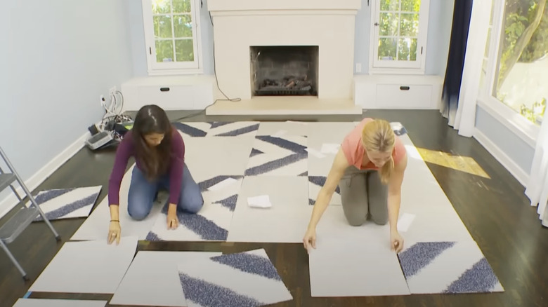 building rug with carpet squares