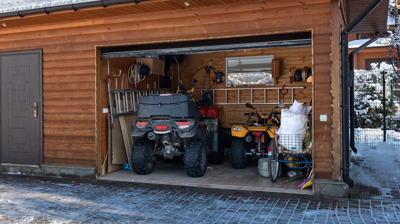 ATVs in a storage shed