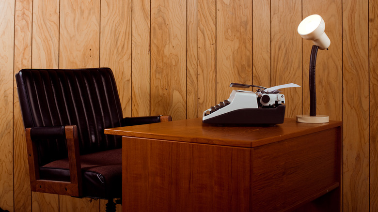 wood paneling in office