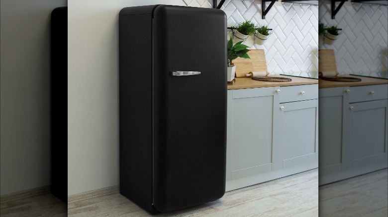 black retro fridge