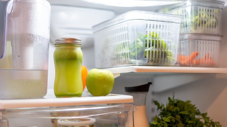 Bins inside a fridge