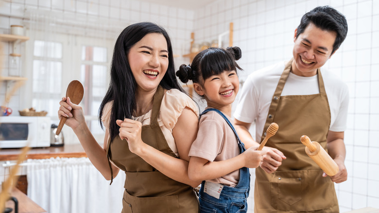 Family cooking in the kitchen