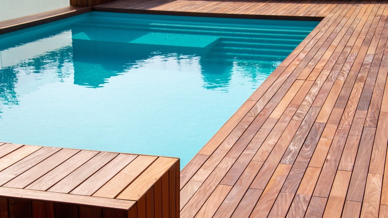 wooden pool deck