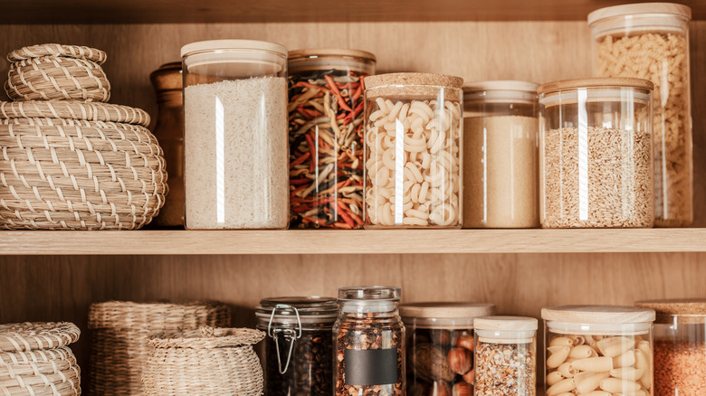 pantry with dried food items