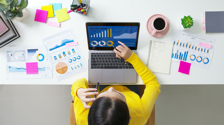 woman working at desk