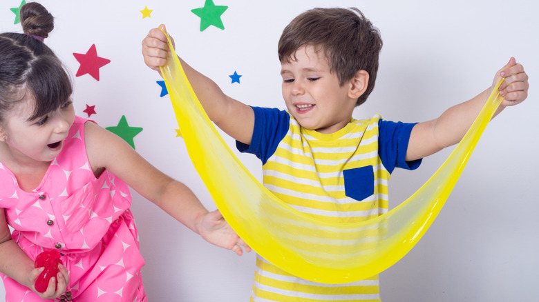 kids playing with slime