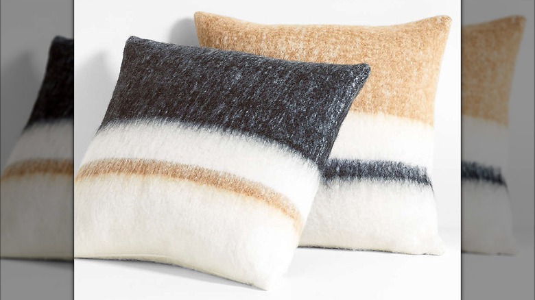 Two mohair Crate & Barrel pillows