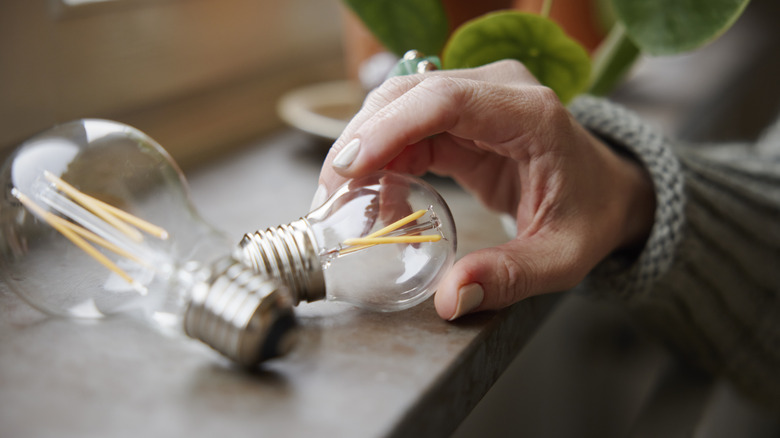 hand holding lightbulb