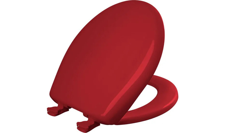 Red Bemis toilet seat