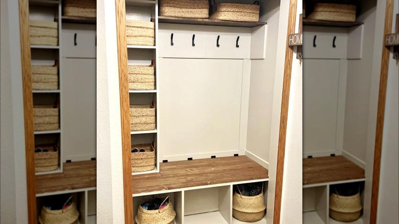 converted closet into mudroom