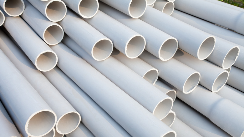 white PVC pipes up close