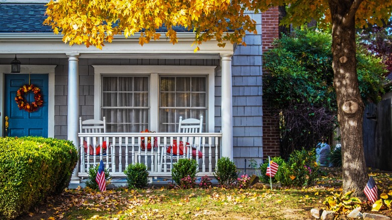 front porch in fall