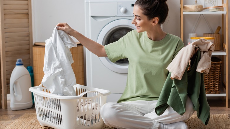 Woman with a laundry basket