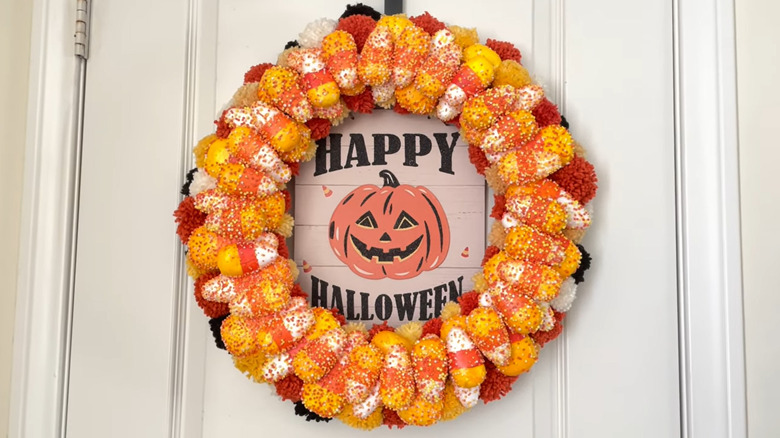 DIY candy corn Halloween wreath