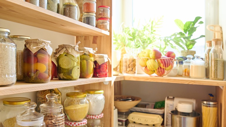 Kitchen pantry with food