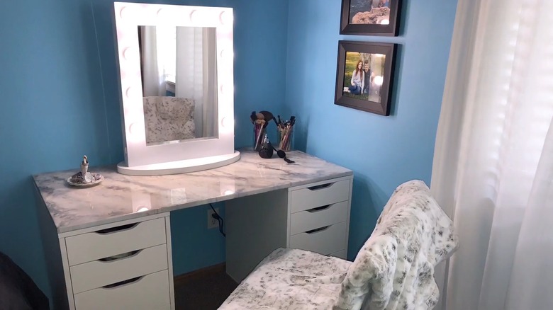 makeup vanity with Ikea drawers