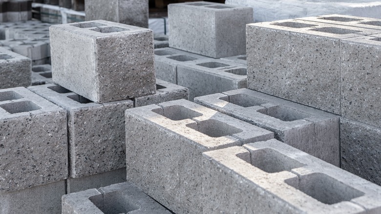 Cinder blocks stacked together