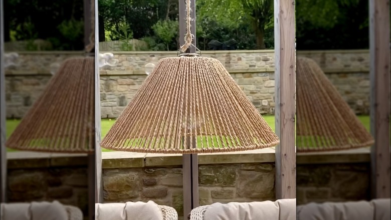 rattan solar lighting fixture hanging